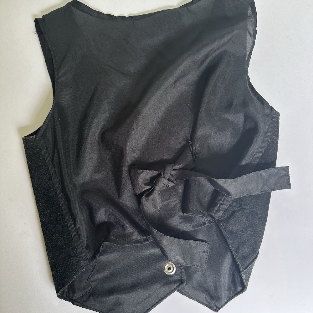 VTG Y2k‎ Winnie the Pooh Unlimited Vest 6X Black Suede  Waistcoat Button - Picture 4 of 6